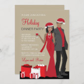 Afro-Amerikaanse paar kerstfeest diner Kaart (Voorkant / Achterkant)