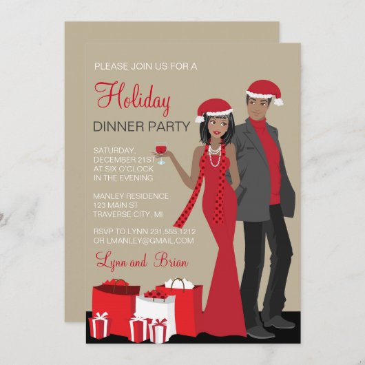 Afro-Amerikaanse paar kerstfeest diner Kaart (Voorkant / Achterkant)