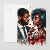 Afro-Amerikaanse paar Valentijn Art Briefkaart (Voorkant / Achterkant)
