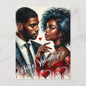 Afro-Amerikaanse paar Valentijn Art Briefkaart (Voorkant)