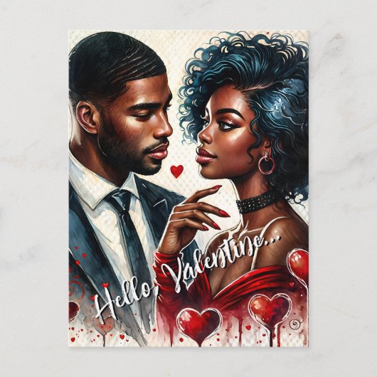 Afro-Amerikaanse paar Valentijn Art Briefkaart (Voorkant)