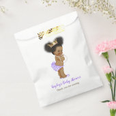 Afro-Amerikaanse Paarse Prinses Baby shower Bedankzakje (Gezegeld)