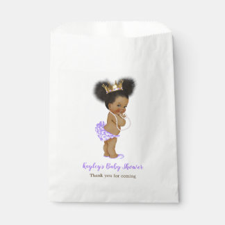 Afro-Amerikaanse Paarse Prinses Baby shower Bedankzakje