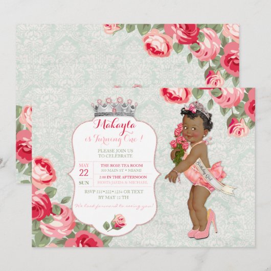 Afro-Amerikaanse Pageant Prinses Baby Kaart (Voorkant / Achterkant)