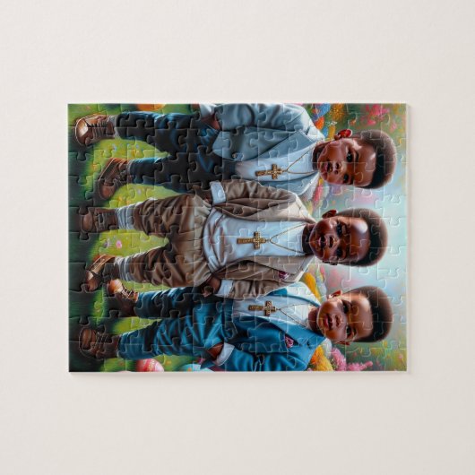 Afro-Amerikaanse Pasen Jongen Puzzel (Horizontaal)