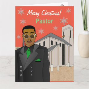 Afro-Amerikaanse Pastor Kerk Vrolijk Kerstfeest Kaart