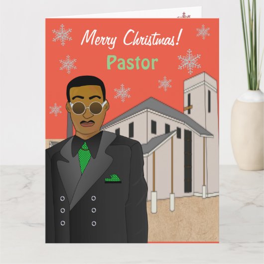 Afro-Amerikaanse Pastor Kerk Vrolijk Kerstfeest Kaart (Voorkant)