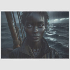 Afro-Amerikaanse piraat op een Wild Ocean Decoupag Tissuepapier