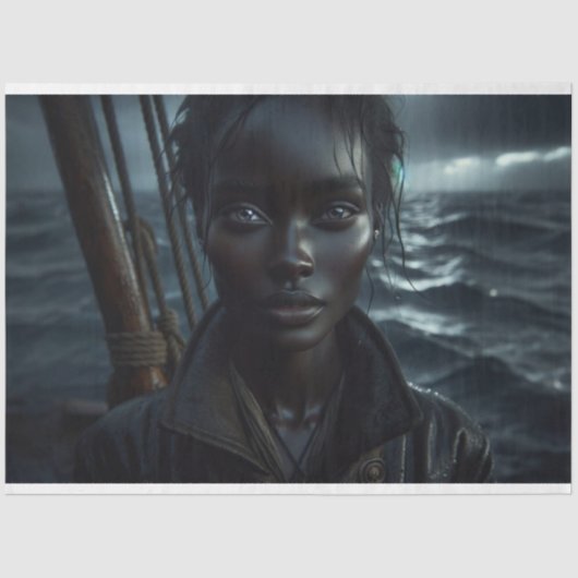 Afro-Amerikaanse piraat op een Wild Ocean Decoupag Tissuepapier (Voorkant)