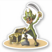 Afro-Amerikaanse piraat Sticker (Voorkant)