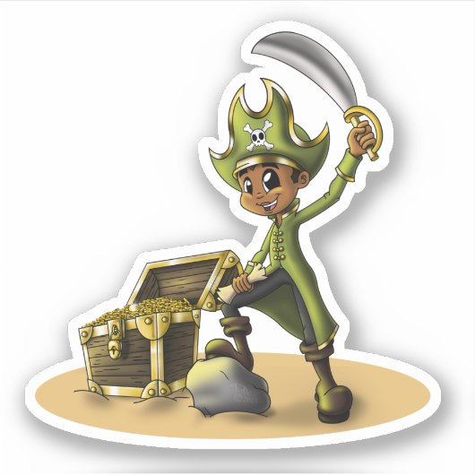 Afro-Amerikaanse piraat Sticker (Voorkant)