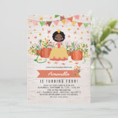 Afro-Amerikaanse pompoenprinses verjaardagsfeestje Kaart (Staand voorkant)