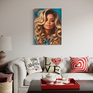 Afro-Amerikaanse portretschilderkunst Canvas Afdruk