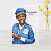 Afro-Amerikaanse postbode met pensioen Kaart (Gele Bloem)