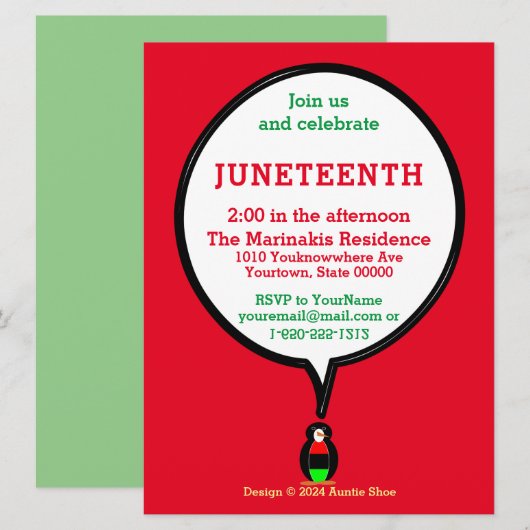 Afro-Amerikaanse pratende mevrouw Penguin Juneteen Kaart (Voorkant / Achterkant)