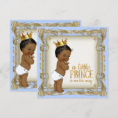 Afro-Amerikaanse Prince Baby shower Baby Blue Kaart (Voorkant / Achterkant)