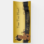 Afro-Amerikaanse Prince Baby Shower Spandoek (Verticaal)