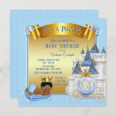 Afro-Amerikaanse Prince Baby Shower Uitnodigingen (Voorkant / Achterkant)