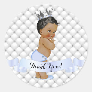 Afro-Amerikaanse Prince Diamonds Jewels Crown Blue Ronde Sticker