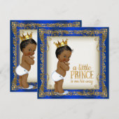 Afro-Amerikaanse Prince Ethnic Boy Baby shower Kaart (Voorkant / Achterkant)