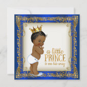 Afro-Amerikaanse Prince Ethnic Boy Baby shower Kaart (Voorkant)
