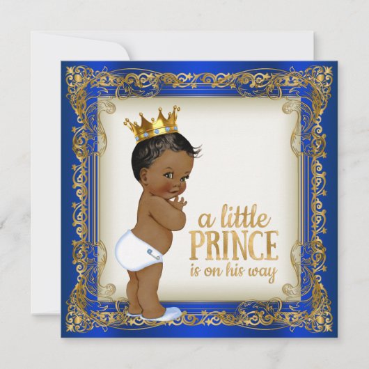 Afro-Amerikaanse Prince Ethnic Boy Baby shower Kaart (Voorkant)