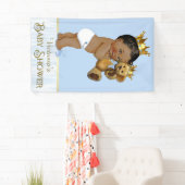 Afro-Amerikaanse Prince Teddy Bear Baby shower Spandoek (Insitu)
