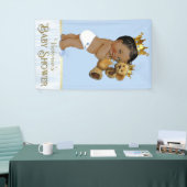 Afro-Amerikaanse Prince Teddy Bear Baby shower Spandoek (Beurs)