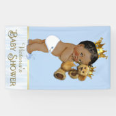 Afro-Amerikaanse Prince Teddy Bear Baby shower Spandoek (Horizontaal)