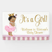 Afro-Amerikaanse Princess Baby shower Banner (Horizontaal)