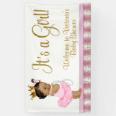 Afro-Amerikaanse Princess Baby shower Banner (Verticaal)