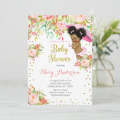 Afro-Amerikaanse Princess Baby shower Kaart (Staand voorkant)