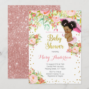 Afro-Amerikaanse Princess Baby shower Kaart
