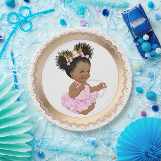 Afro-Amerikaanse Princess Baby shower Paper Bord (Feest)