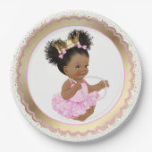 Afro-Amerikaanse Princess Baby shower Paper Bord (Voorkant)