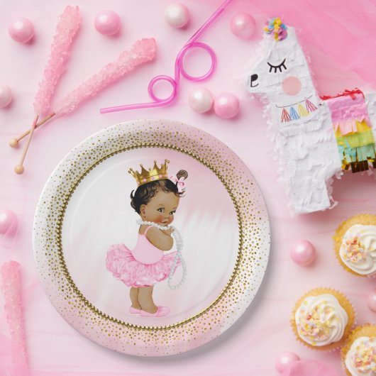Afro-Amerikaanse Princess Baby shower Paper Bord (Feest)