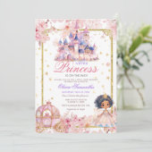 Afro-Amerikaanse Princess Girl Castle Baby shower Kaart (Staand voorkant)