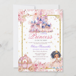 Afro-Amerikaanse Princess Girl Castle Baby shower Kaart