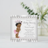 Afro-Amerikaanse Princess Pearl Baby shower Kaart (Staand voorkant)