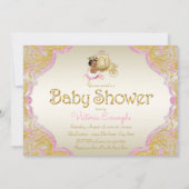 Afro-Amerikaanse Princess Pink Gold Baby shower Kaart (Achterkant)
