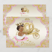 Afro-Amerikaanse Princess Pink Gold Baby shower Kaart (Voorkant / Achterkant)