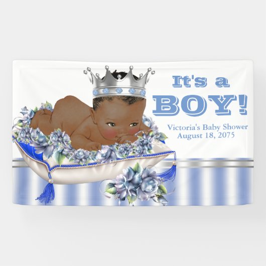 Afro-Amerikaanse Prins Baby Shower Banner (Horizontaal)