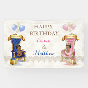 Afro-Amerikaanse prins en prinses tweeling jongen Spandoek