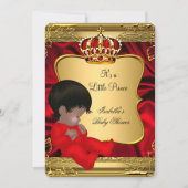 Afro-Amerikaanse Prins Jongens Baby Shower Rood Go Kaart (Voorkant)