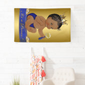 Afro-Amerikaanse Prins Jongens Baby Shower Spandoek (Insitu)
