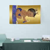 Afro-Amerikaanse Prins Jongens Baby Shower Spandoek (Beurs)