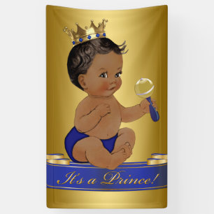 Afro-Amerikaanse Prins Jongens Baby Shower Spandoek