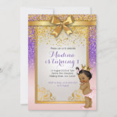 Afro-Amerikaanse prinses 1e verjaardag uitnodiging (Voorkant)