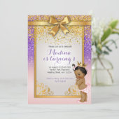 Afro-Amerikaanse prinses 1e verjaardag uitnodiging (Staand voorkant)