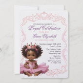 Afro-Amerikaanse Prinses 1e Verjaardagsuitnodiging Kaart (Voorkant)